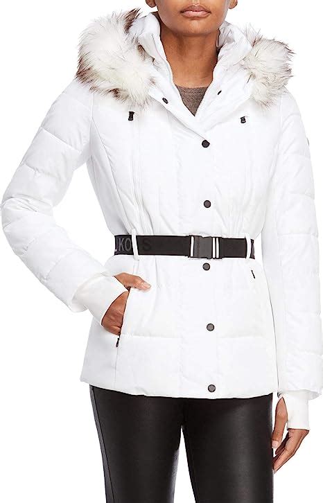 michael kors winterjacke damen weiß|michael kors white coat.